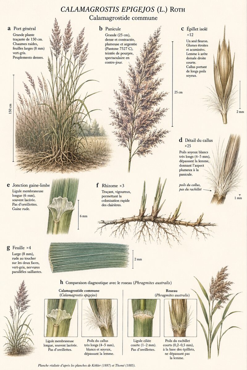 Planche botanique de Calamagrostis epigejos — Calamagrostide commune