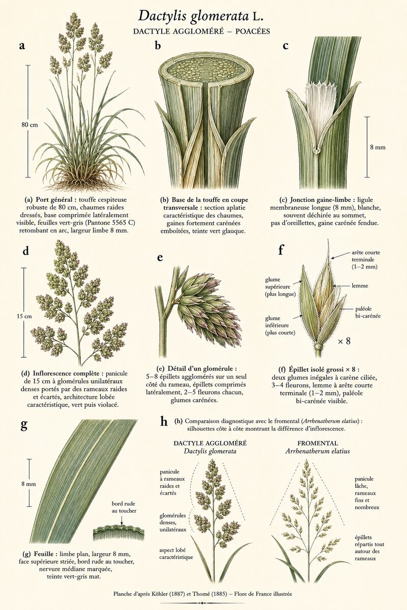 Planche botanique de Dactylis glomerata — Dactyle aggloméré