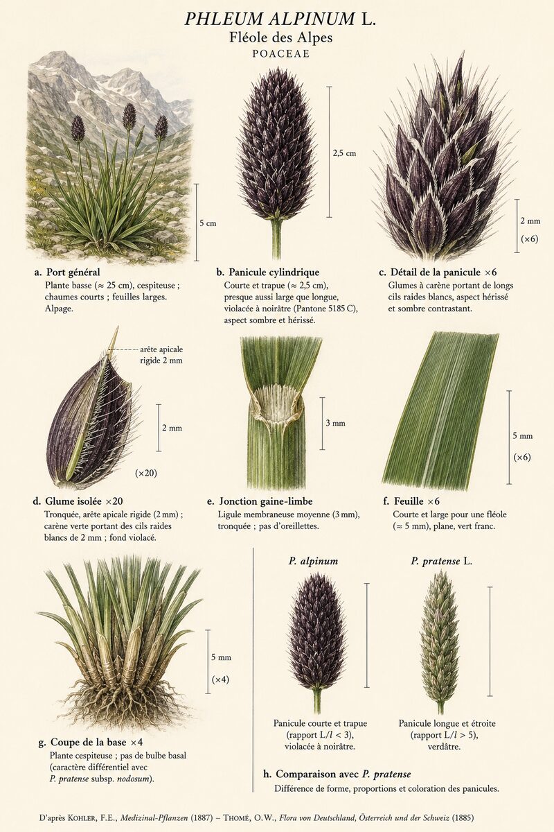 Planche botanique de Phleum alpinum — Fléole des Alpes