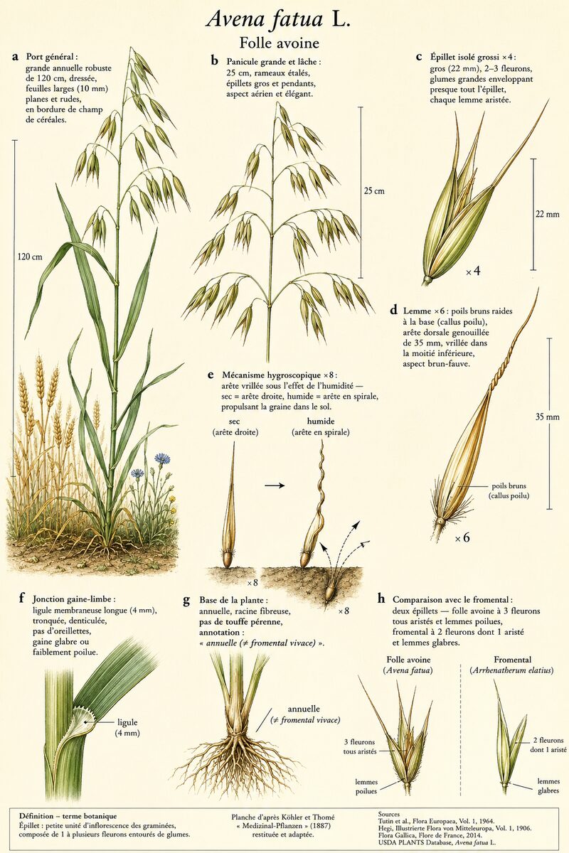 Planche botanique de Avena fatua — Folle avoine
