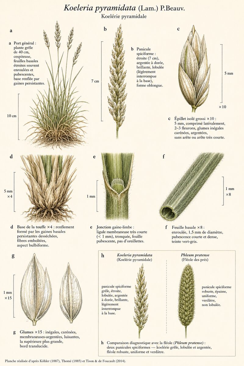 Planche botanique de Koeleria pyramidata — Koelérie pyramidale