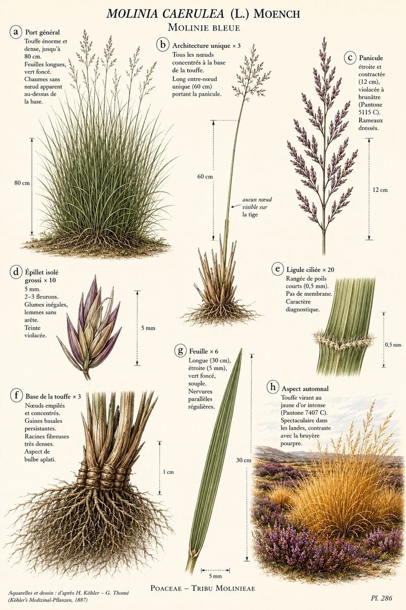 Planche botanique de Molinia caerulea — Molinie bleue