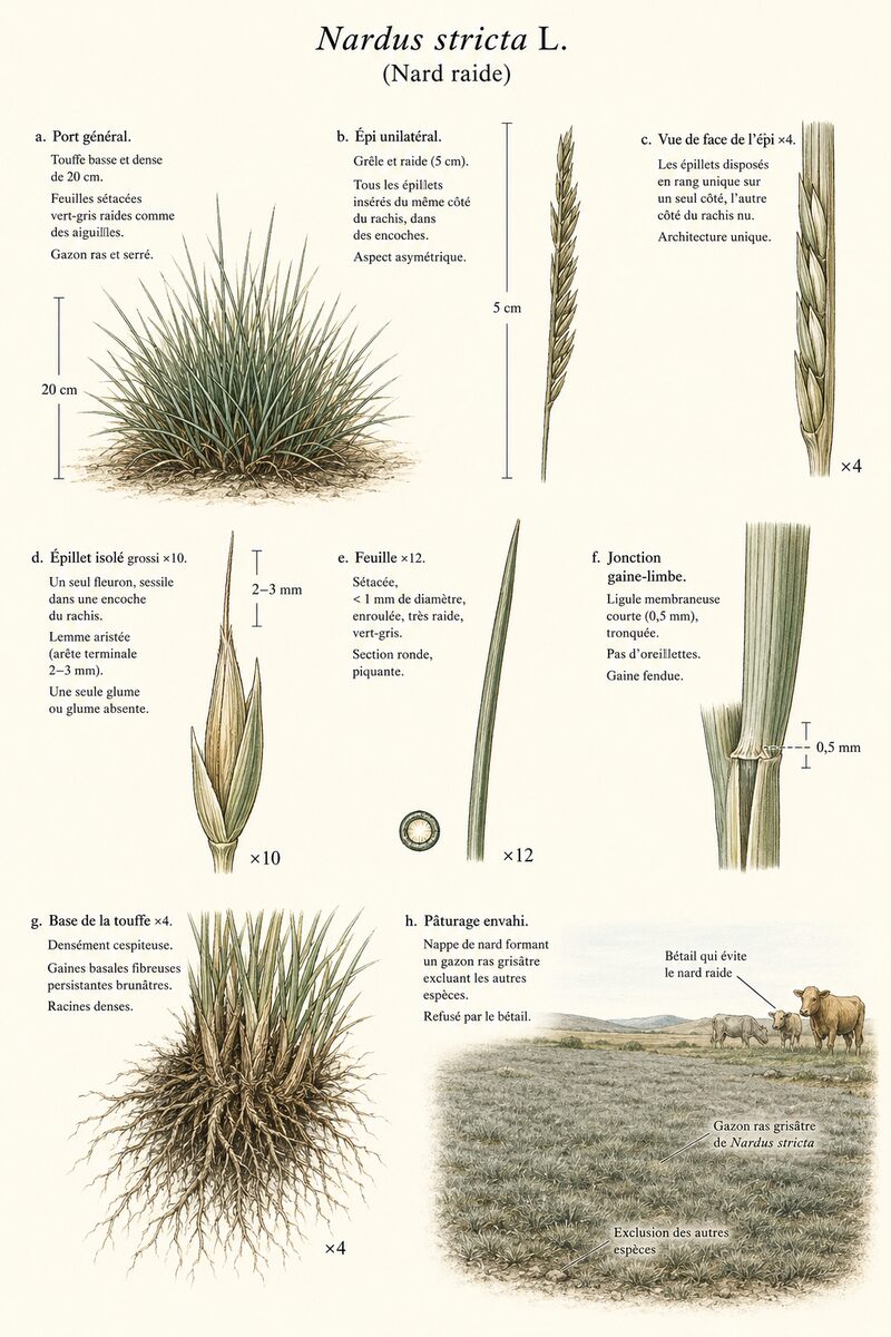Planche botanique de Nardus stricta — Nard raide