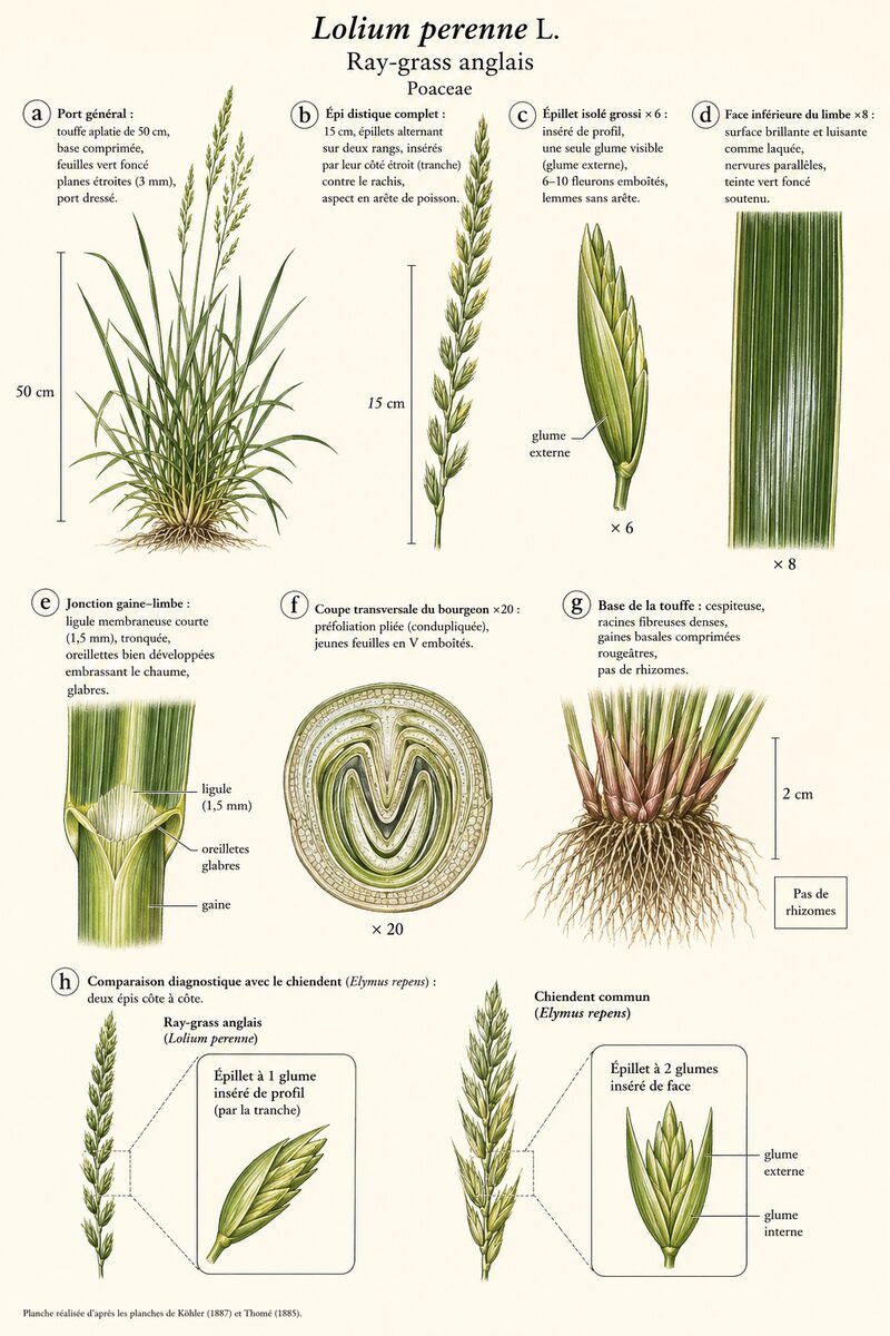 Planche botanique de Lolium perenne — Ray-grass anglais