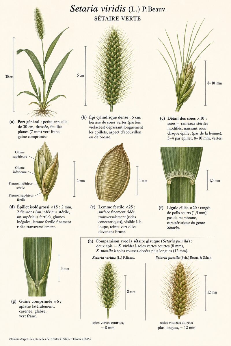 Planche botanique de Setaria viridis — Sétaire verte